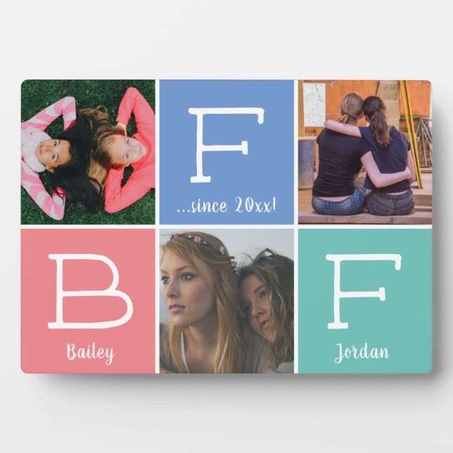 BFF Best Friends Besties 3-photo Collage Pastels Plaque (Front)