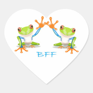 BFF Best Friends Forever Frogs Heart Sticker