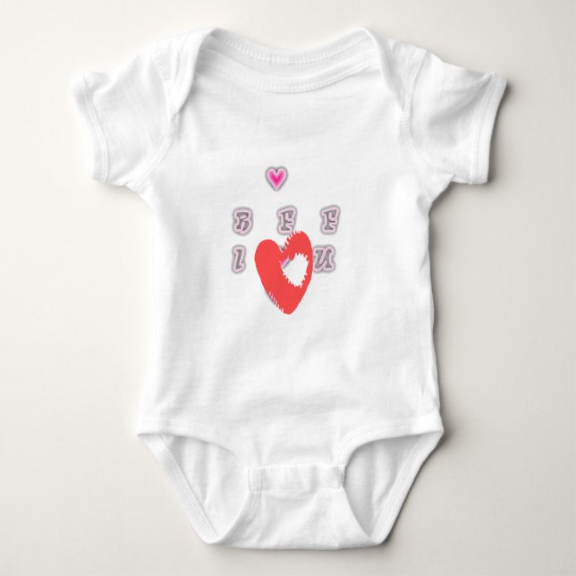 BFF. Best Friends Forever: I Love You Art Print Baby Bodysuit (Front)