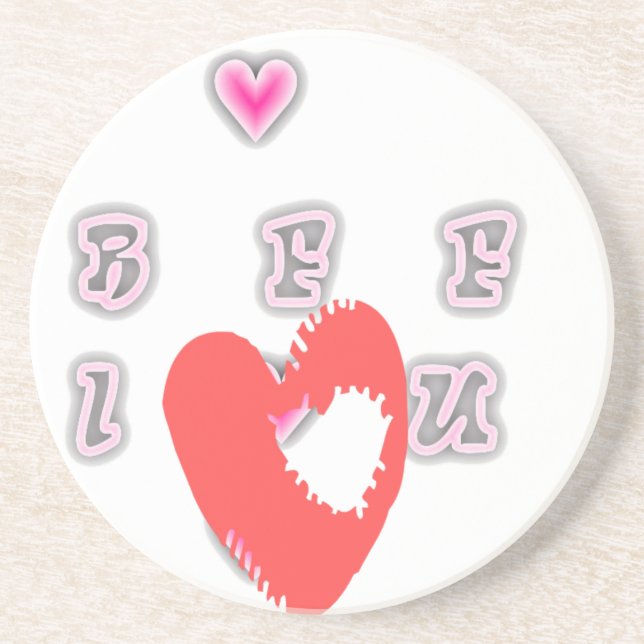 BFF. Best Friends Forever: I Love You Art Print Coaster (Front)