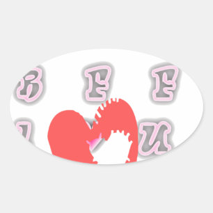 BFF. Best Friends Forever: I Love You Art Print Oval Sticker