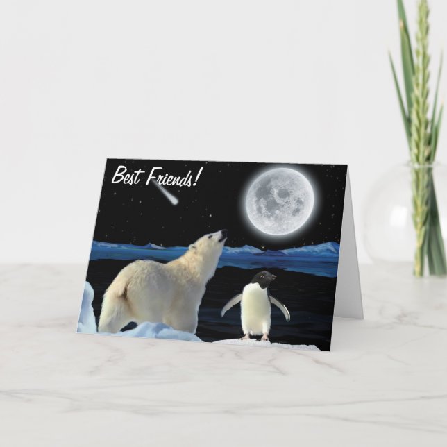 BFF Best Friends Forever POLAR BEAR & PEGUIN Card (Front)