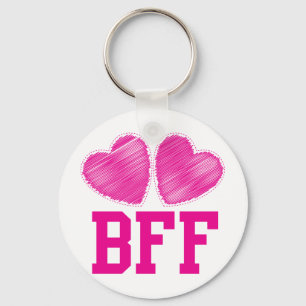 BFF Best Friends forever with love hearts Key Ring