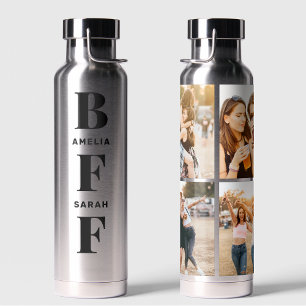  BFF   Best Friends Unique 4 Photo Custom Names  Water Bottle