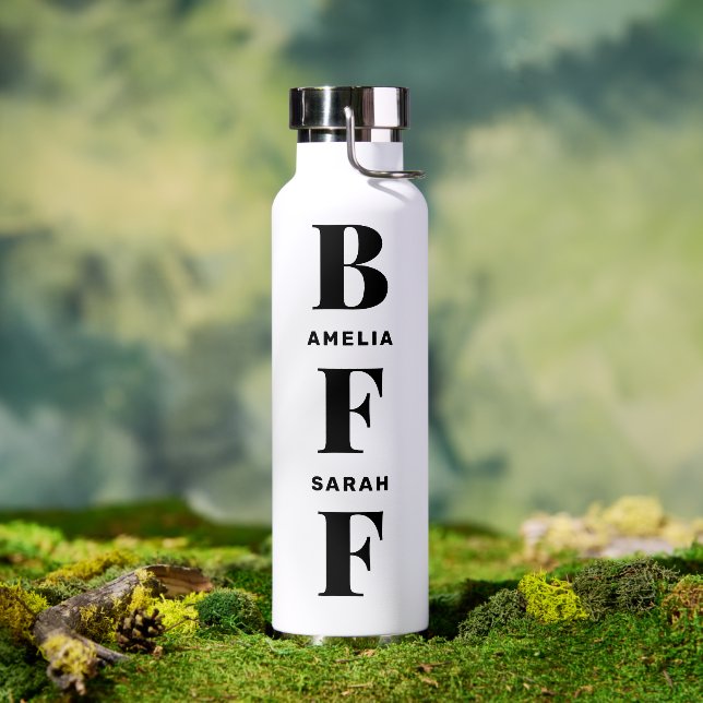  BFF | Best Friends Unique Custom Names Silver Wat Water Bottle (Outdoor)