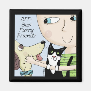 BFF: Best Furry Friends-Person with Dog and Cat Magnet