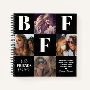BFF Besties Photo Collage Black Notebook