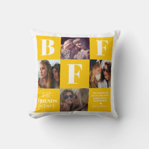 BFF Besties Photo Collage Yellow Cushion
