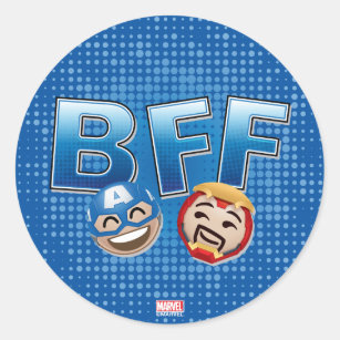 BFF Captain America & Iron Man Emoji Classic Round Sticker