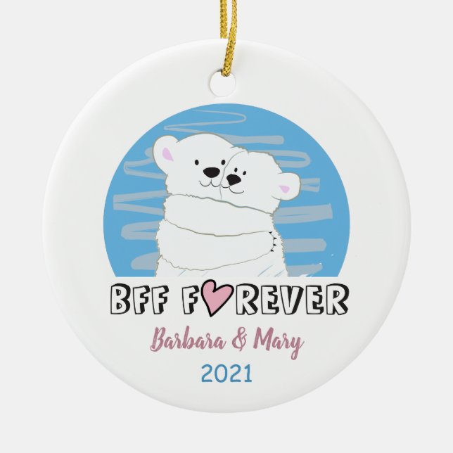 BFF Christmas Ceramic Ornament (Front)