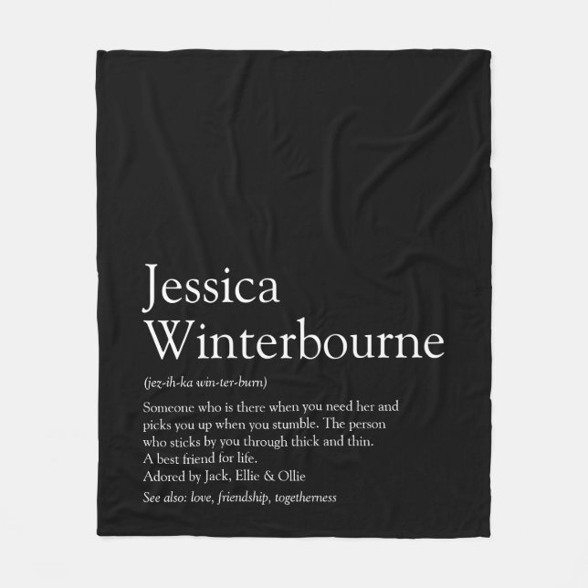 BFF Definition Black and White Personalised Fleece Blanket (Front)