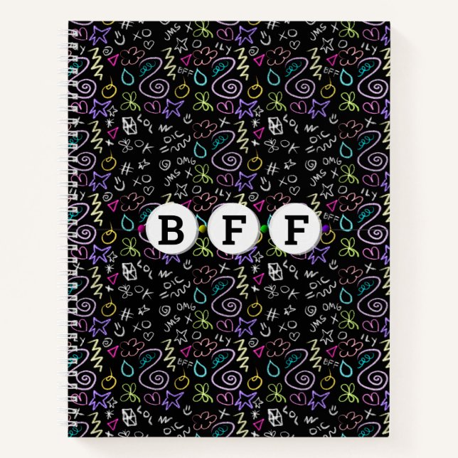 BFF Doodles - Faux Glitter Pattern Notebook (Front)