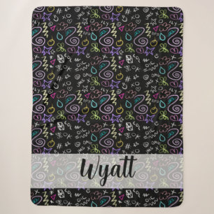 BFF Doodles - Faux Glitter Pattern Sherpa Blanket
