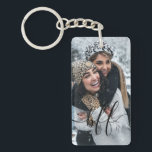 BFF Friendship Photo and Script Text Best Friend Key Ring<br><div class="desc">Create your own personalised Christmas snow photo and script white text keychain with this elegant,  modern and simple keychain template. Just add your photos and text. Make your own photo collage keepsake perfect as custom gifts for showing your love.</div>