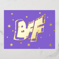 BFF Friendship Stars Gold Foil Postcard