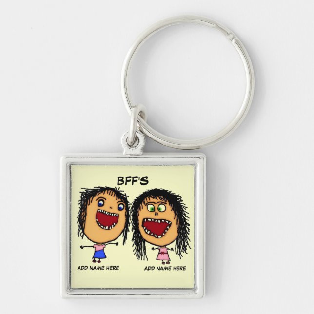 BFF Funny Cartoon Key Ring (Front)
