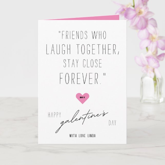 BFF Galentine's Day Pink Heart Photo Collage Card (Orchid)