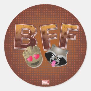 BFF Groot & Rocket Emoji Classic Round Sticker