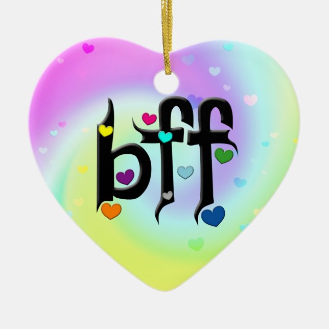 bff ~ hearts ceramic ornament (Front)