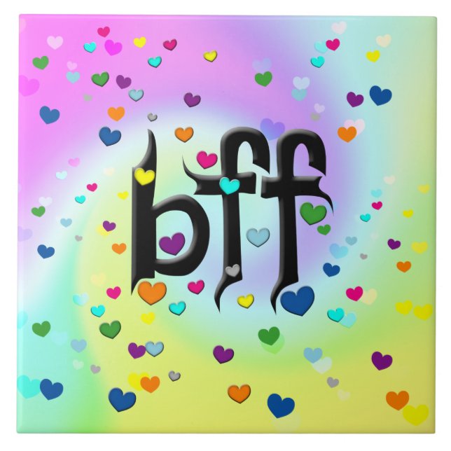 bff ~ hearts ceramic tile (Front)