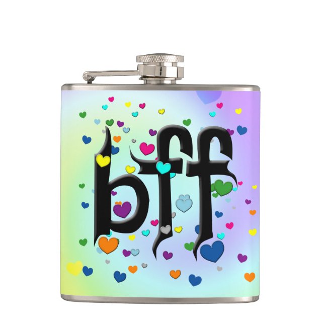bff - hearts hip flask (Front)