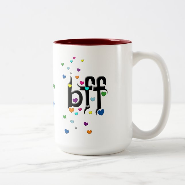 bff ~ hearts Two-Tone coffee mug (Right)