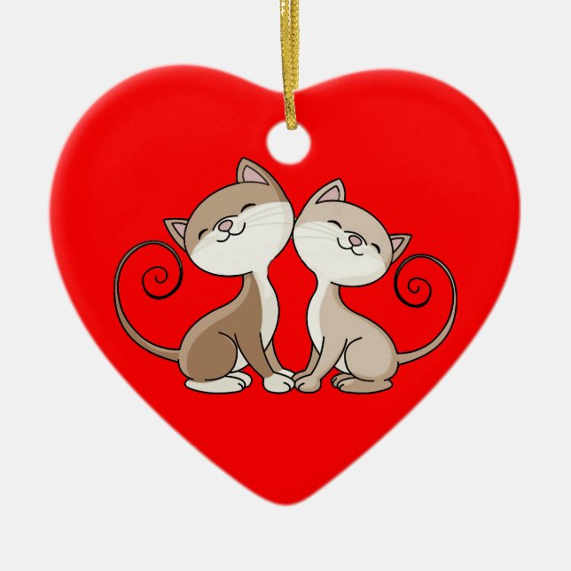 BFF Kitties with Curling Tails Ceramic Tree Decoration (Front)