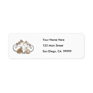 BFF Kitties with Curling Tails Return Address Label