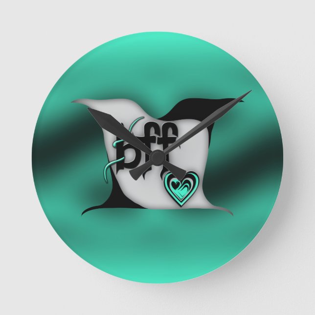 bff ~ lovebirds round clock (Front)