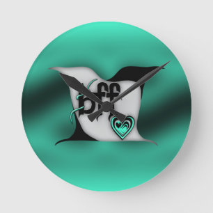 bff ~ lovebirds round clock