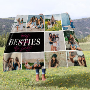 BFF Photo Collage Best Friend Birthday Gift Custom Fleece Blanket