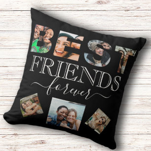 BFF Photo Collage Best Friend Quote B&W Throw Pill Cushion