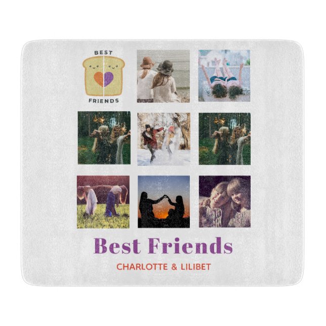 BFF Photo Collage Gift Peanutbutter Jelly Sandwich Cutting Board (Front)