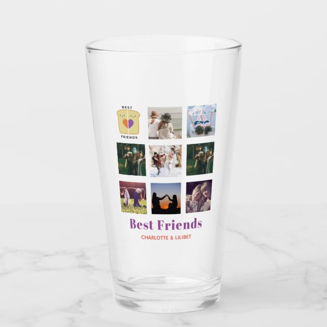 BFF Photo Collage Gift Peanutbutter Jelly Sandwich Glass (Front)