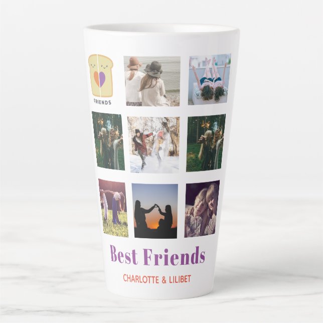 BFF Photo Collage Gift Peanutbutter Jelly Sandwich Latte Mug (Front)