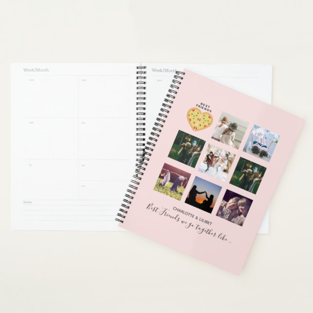 BFF Photo Collage Gifts Dusty Pink PIZZA Friends Planner (Display)