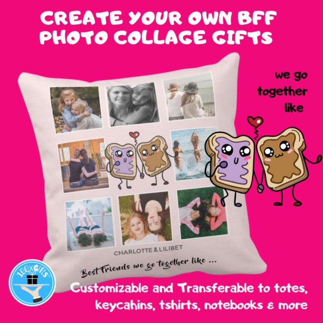 BFF Photo Collage gifts - We Go Together Like Cushion (Creator Uploaded)