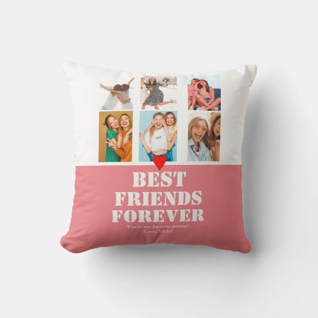 BFF Photo Collage Personalised Custom Friends Gift Cushion (Front)