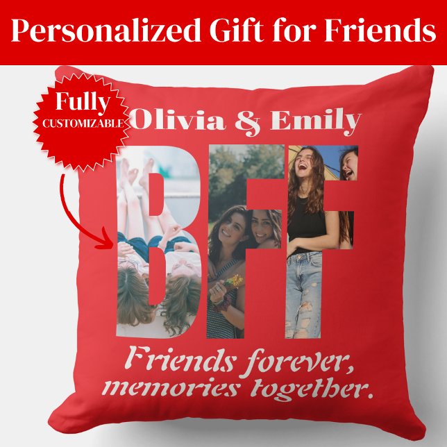 BFF Photo Collage Throw Pillow – Gift for Friend (BFF Photo Collage Throw Pillow – Gift for Friend)