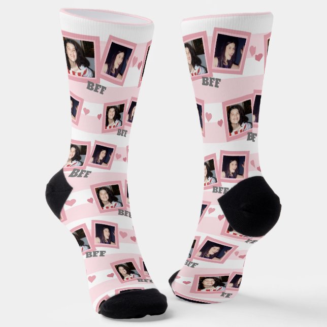 BFF Pink Two Photo Socks (Angled)