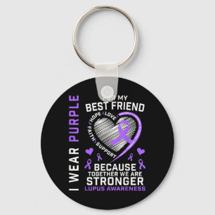 BFF Wear Purple For Friend Lupus Awareness Ribbon Key Ring