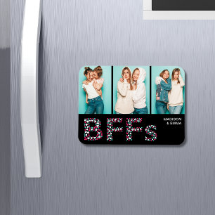 BFFs Best Friends Photo Personalized Name Girly Magnet