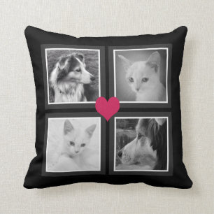 BFFs Cute Heart with Four Instagram Photos Cushion