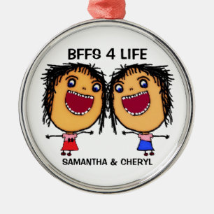 BFFS For Life Cartoon Metal Ornament