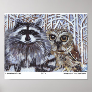 BFF's Racoon and Owl Art Print