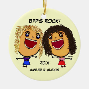 BFF's Rock Cartoon Ceramic Tree Decoration