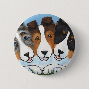 "BFF's" Sable, Tri Colour and Sable Shelties 6 Cm Round Badge