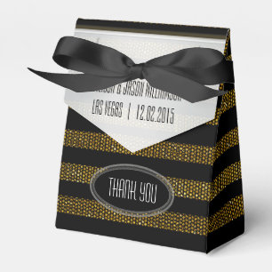 BG01 Glitter Gold & Black Stripes Party Favour Box