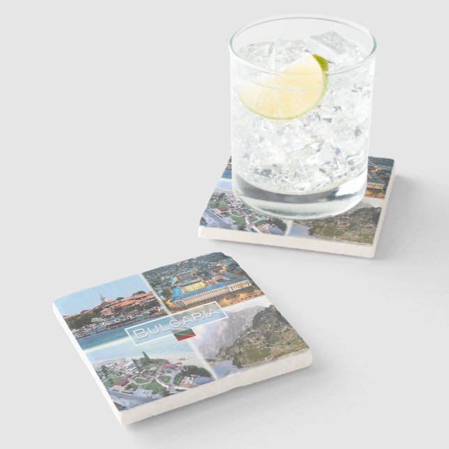 BG Nesebar - Independence Square - Sofia - Stone Coaster (Side)