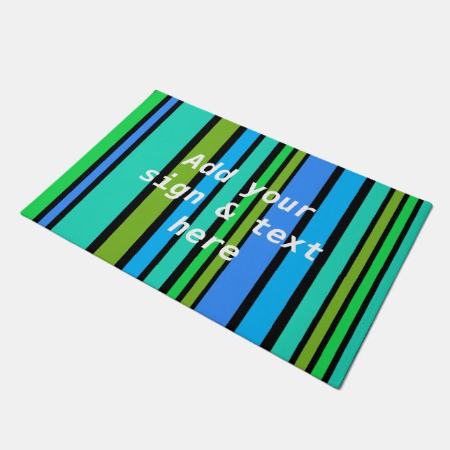 BG Stripes Pattern coloured II + your back & idea Doormat (Angled)